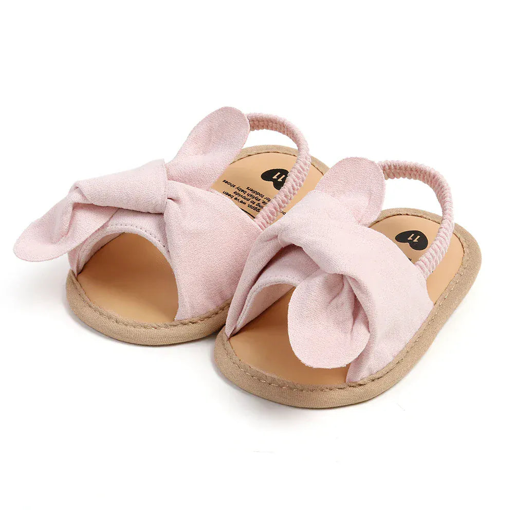 ベビー用靴 Pink / 11cm (0-6 Months) ベビーサンダル リボンストラップシューズ フラットサンダル ファーストシューズ 靴【mh0005736】