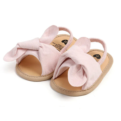 ベビー用靴 Pink / 11cm (0-6 Months) ベビーサンダル リボンストラップシューズ フラットサンダル ファーストシューズ 靴【mh0005736】