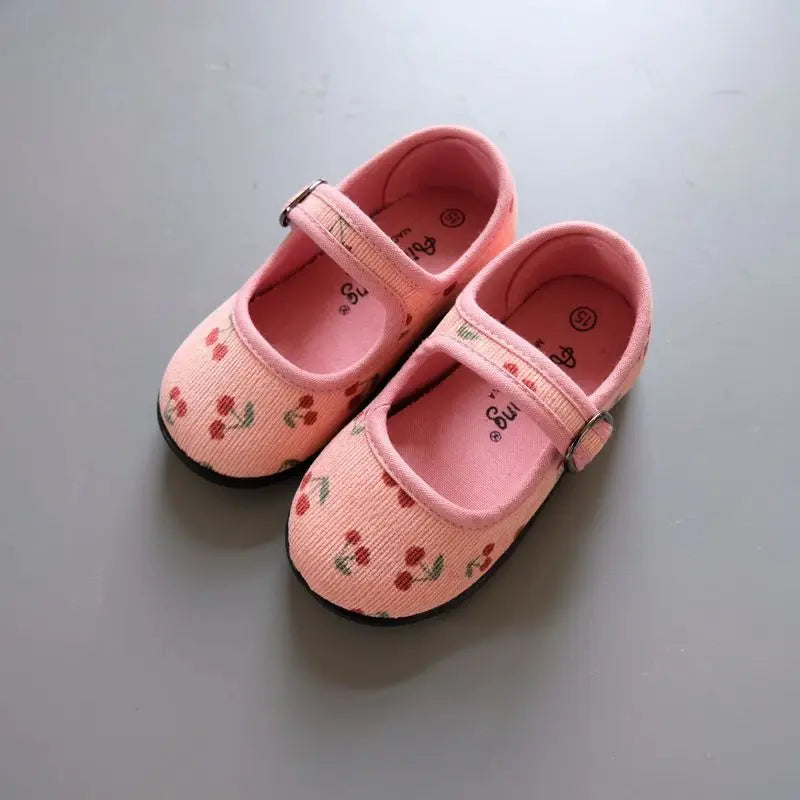 靴 pink / 13 (length 12.8cm) ベビー キッズ コーデュロイ ストラップ シューズ バレー シューズ 靴