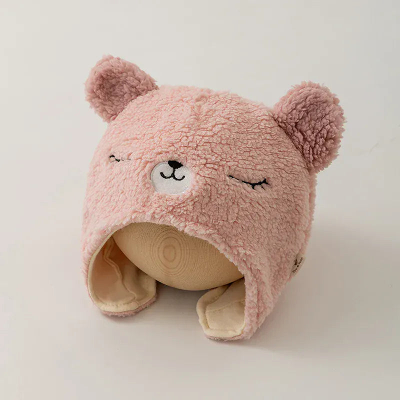 ベビー用帽子 Pink / 36-46cm ベビー帽子 アニマルフェイスボアフリースフライングキャップ【mh0007807】