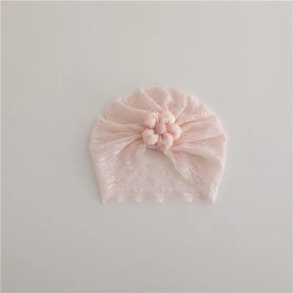 ベビー用帽子 pink / 42-46cm ベビー帽子 フラワーターバンハット レース インディアンハット