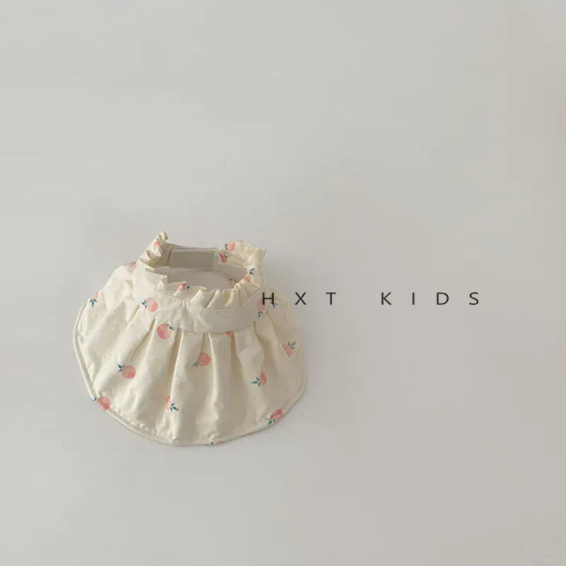 ベビー用帽子 Pink / 43-48CM ベビーキッズ帽子 サンバイザー フルーツ柄プリント フリル 日除け帽子 サマーハット【mh0005871】