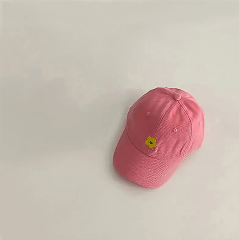ベビー用帽子 pink / 48-52cm 2-6years ☺︎ キッズ帽子 フラワー刺繍 野球帽 キャップ 5カラー