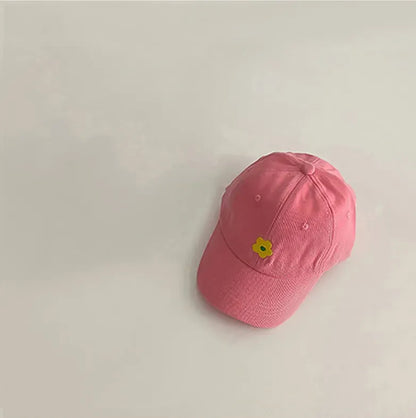 ベビー用帽子 pink / 48-52cm 2-6years ☺︎ キッズ帽子 フラワー刺繍 野球帽 キャップ 5カラー