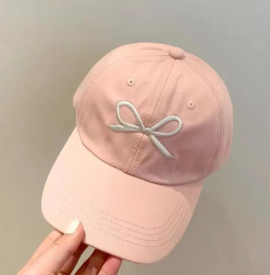 ベビー用帽子 Pink / 48-53cm 2-8Year キッズ帽子 キャップ 野球帽 リボン刺繍 パステルカラー サマーハット【mh0006335】