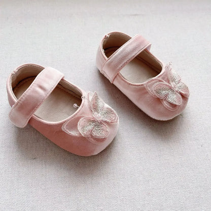 ベビー用靴 Pink / M inner 12cm ベビーシューズ ストラップバタフライバレエシューズ ファーストシューズ 靴【mh0007193】