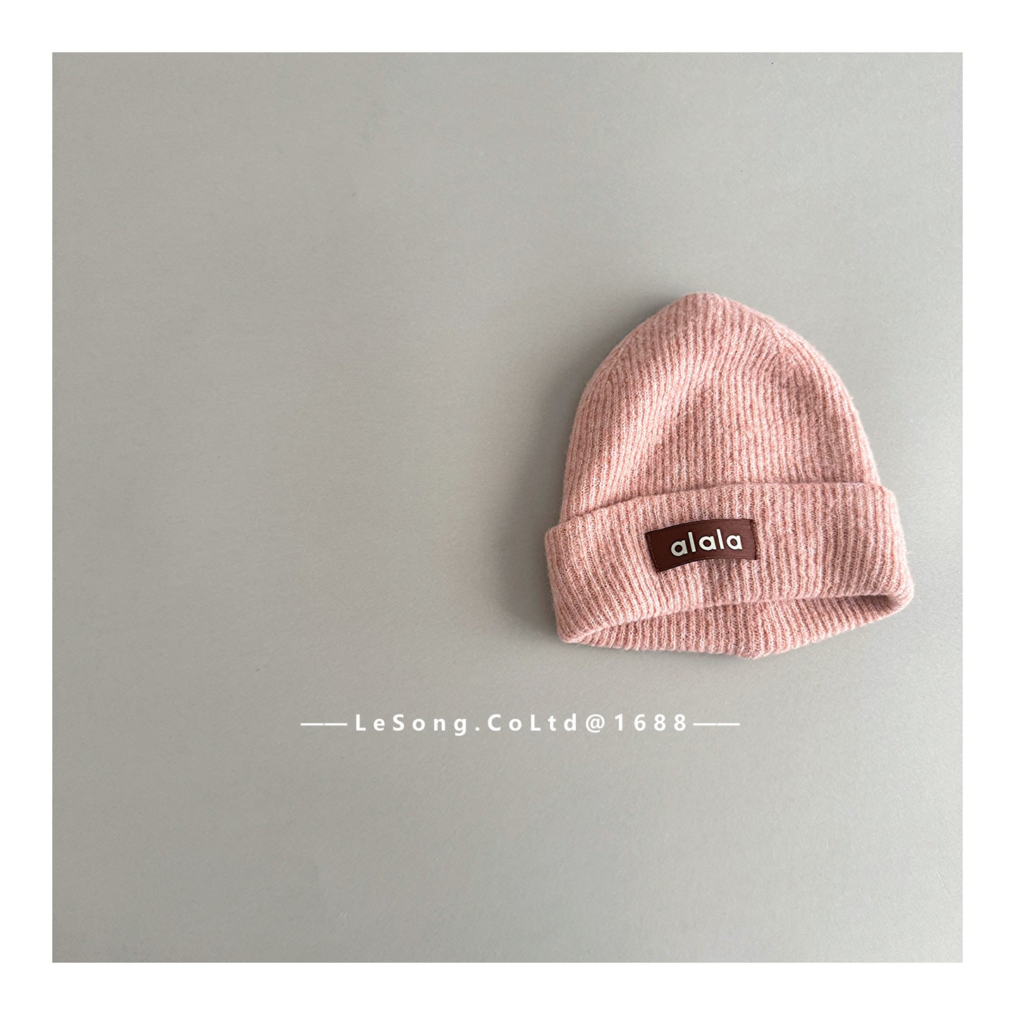 ベビー用帽子 Pink / One Size キッズ帽子 ロゴタグ ニットキャップ シンプル ビーニー【mh0011815】