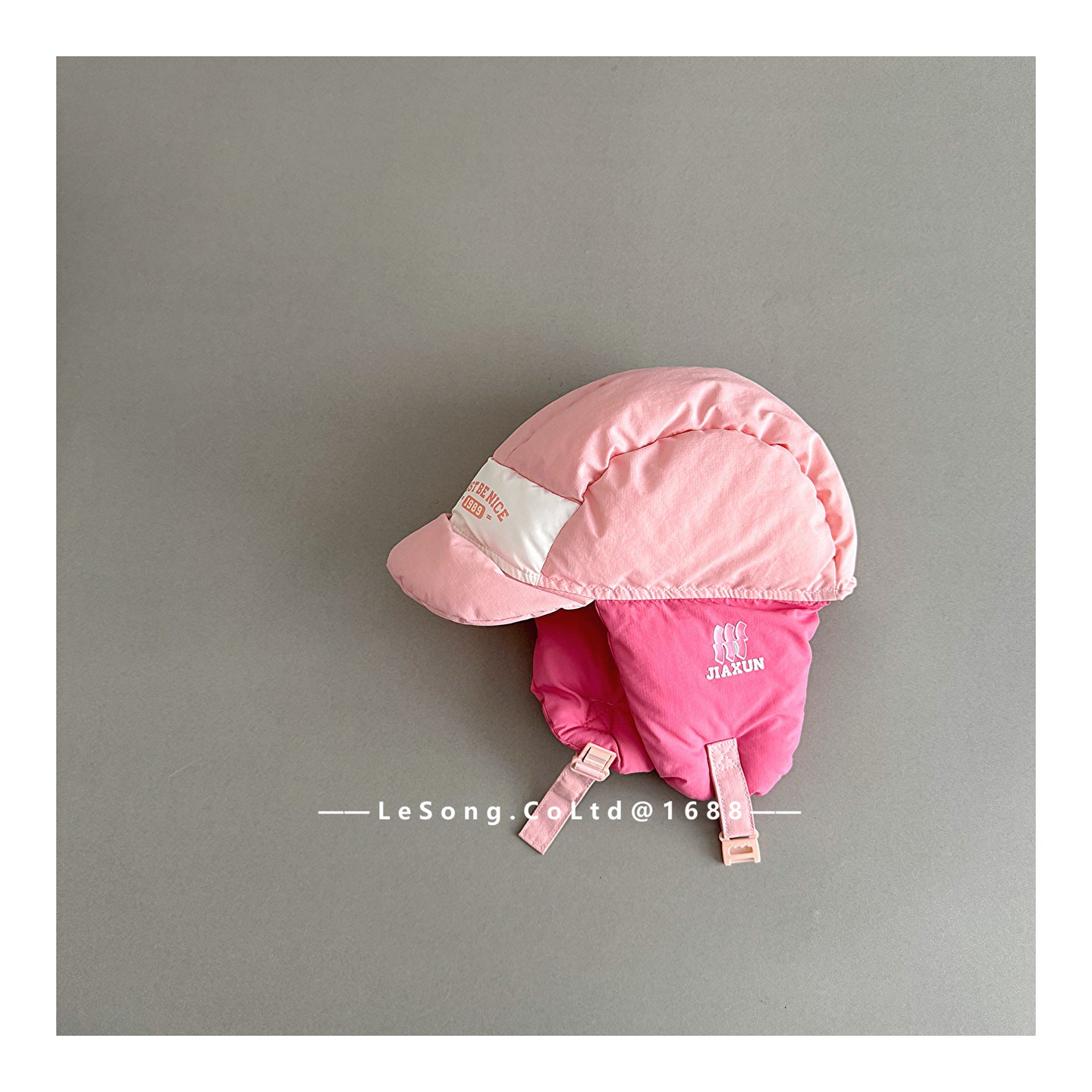 ベビー用帽子 Pink / One Size キッズ帽子 耳当て付き 中綿 防寒 スキー帽 フライトハット【mh0011824】