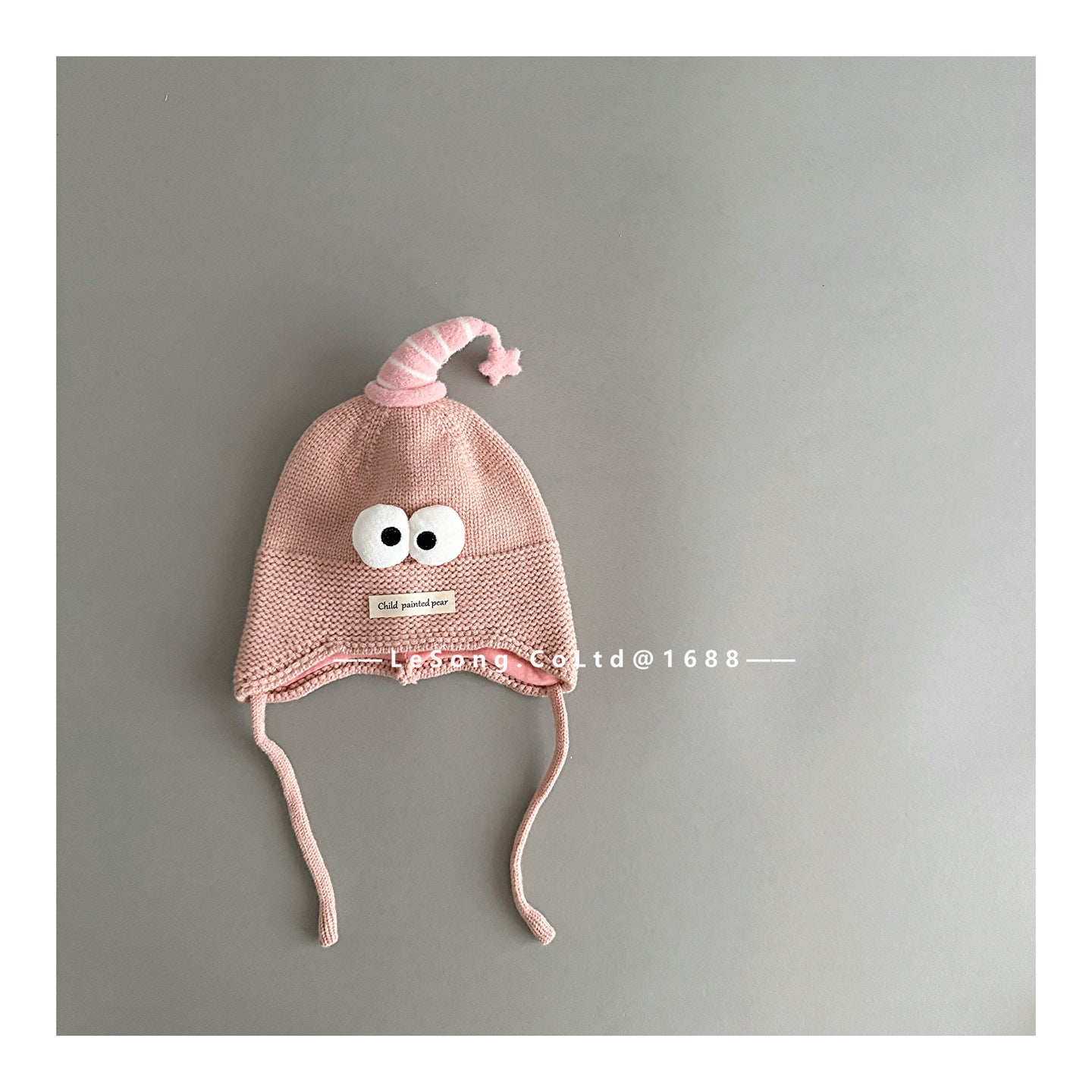 ベビー用帽子 Pink / One Size ベビー帽子 アイボール 目玉ワッペン ニットキャップ【mh0011826】