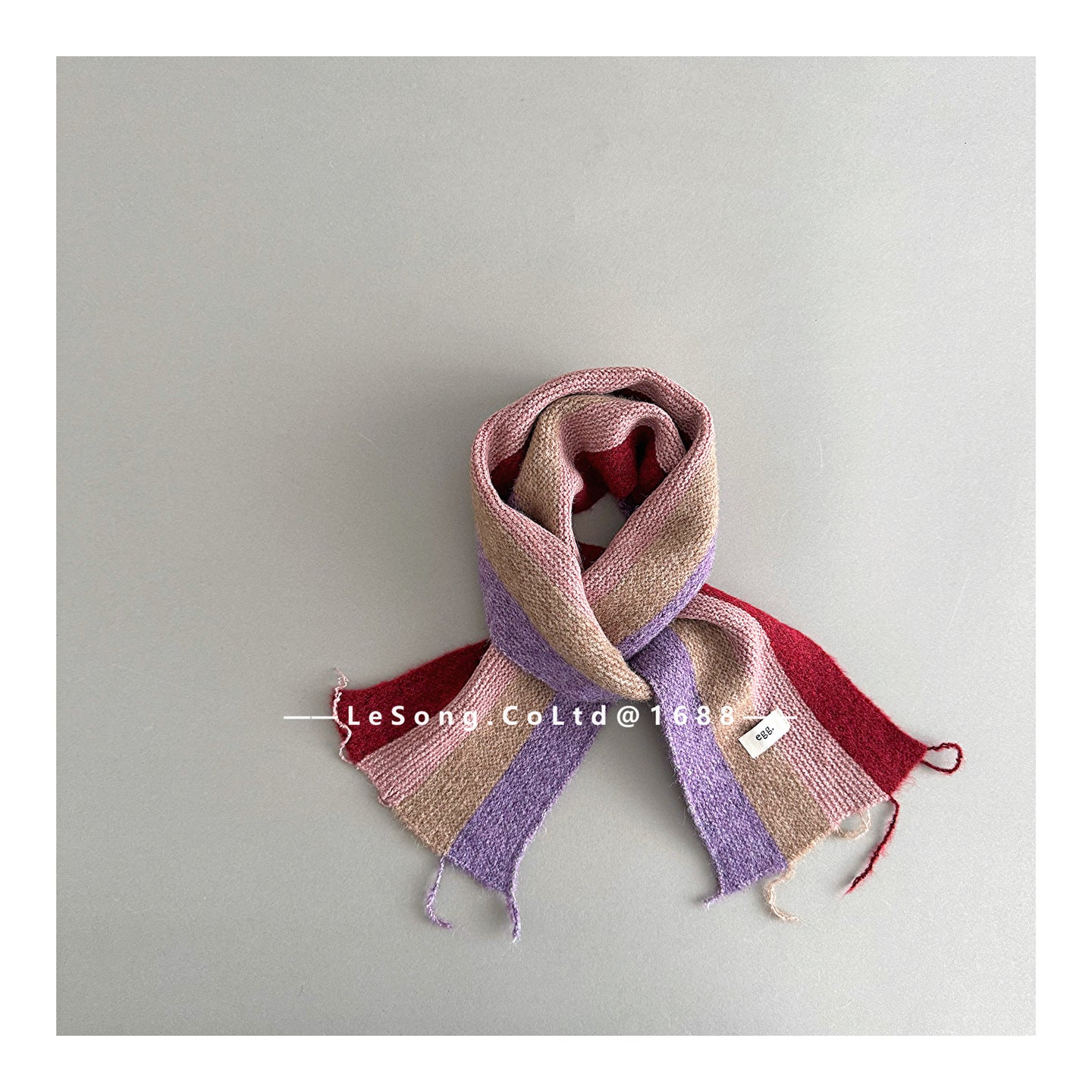 ネックウォーマー Pink purple / One Size キッズマフラー カラフルストライプ ニット ネックウォーマー【mh0011845】