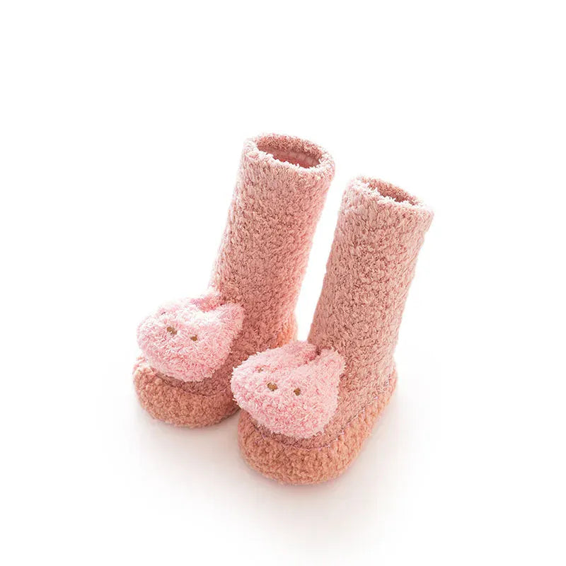 ベビー用靴下・タイツ pink / S 0-6m ベビーソックス ルームシューズ 室内ばき 靴下 アニマル