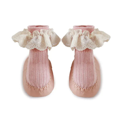 ベビー用靴下・タイツ Pink / S 0-6m ベビー フリル レース ソックス ルームシューズ 靴 室内ばき【mh0003507】