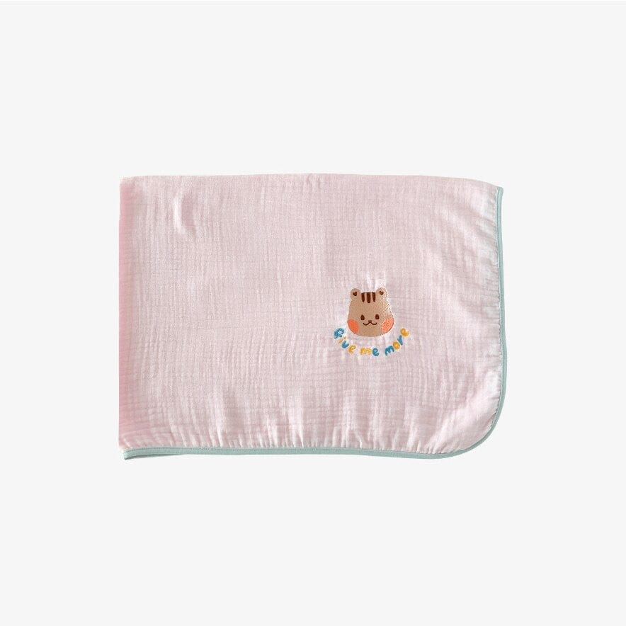 ベビーブランケット・タオル pink squirrel / 90X120cm ベビー レターロゴ アニマル 刺繍 ブランケット おくるみ スワドル りす くま ベア うさぎ バニー