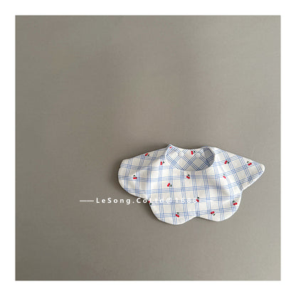 よだれかけ Plaid cherry petal bib ベビースタイ ビフ フラワー サークル よだれかけ【mh0011818】