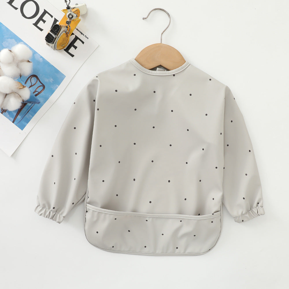 よだれかけ PU ash dots / S Soft Waterproof Long Sleeve Bib ソフト防水長袖お食事エプロン【mh0012240】