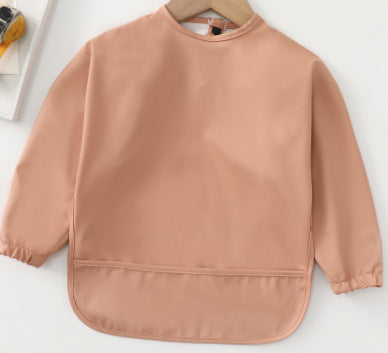 よだれかけ PU copper red / S Soft Waterproof Long Sleeve Bib ソフト防水長袖お食事エプロン【mh0012240】