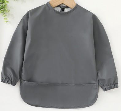 よだれかけ PU gray / S Soft Waterproof Long Sleeve Bib ソフト防水長袖お食事エプロン【mh0012240】