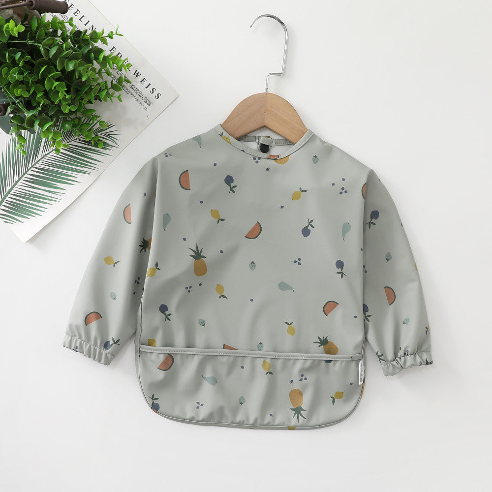 よだれかけ PU green fruit / S Soft Waterproof Long Sleeve Bib ソフト防水長袖お食事エプロン【mh0012240】