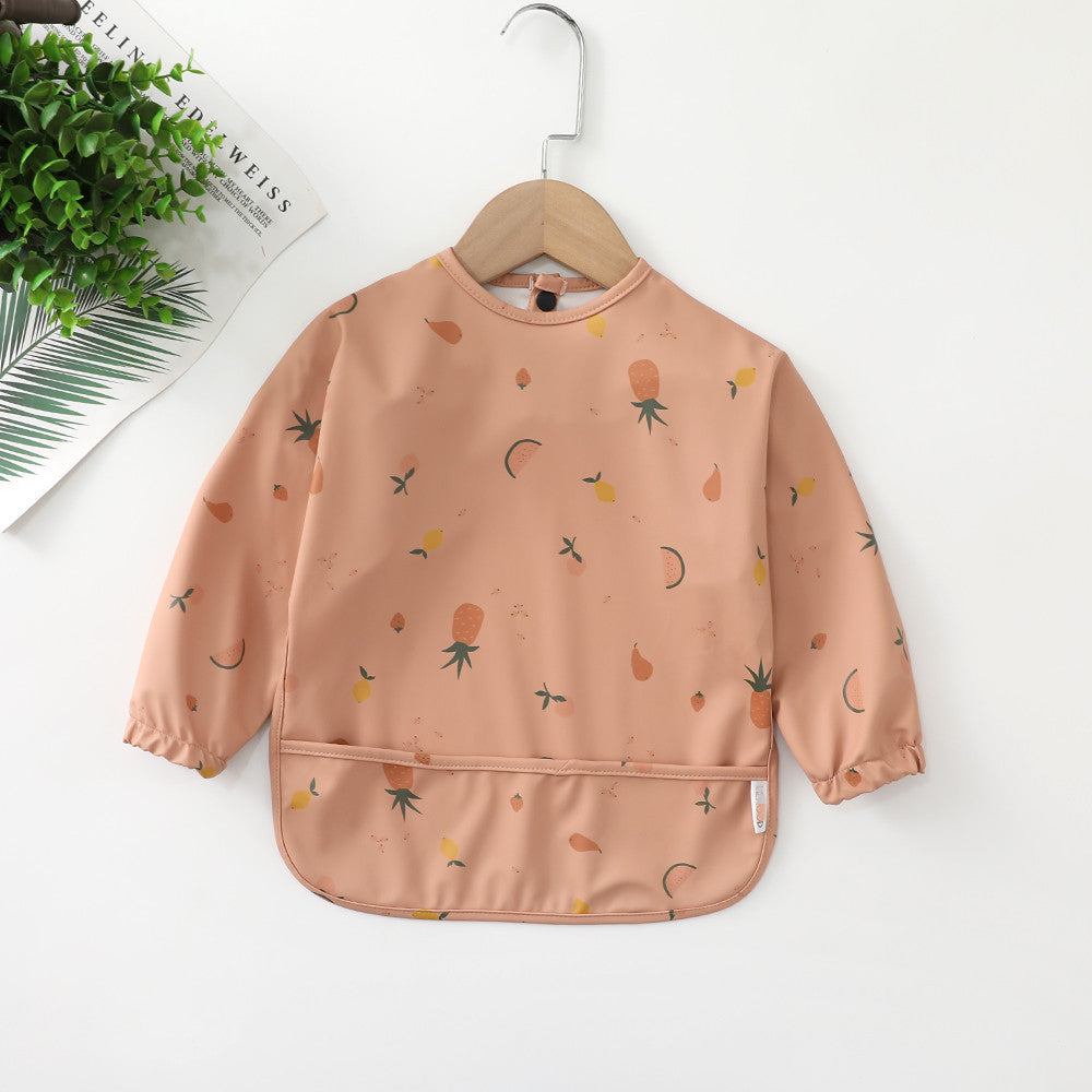 よだれかけ PU pink fruit / S Soft Waterproof Long Sleeve Bib ソフト防水長袖お食事エプロン【mh0012240】