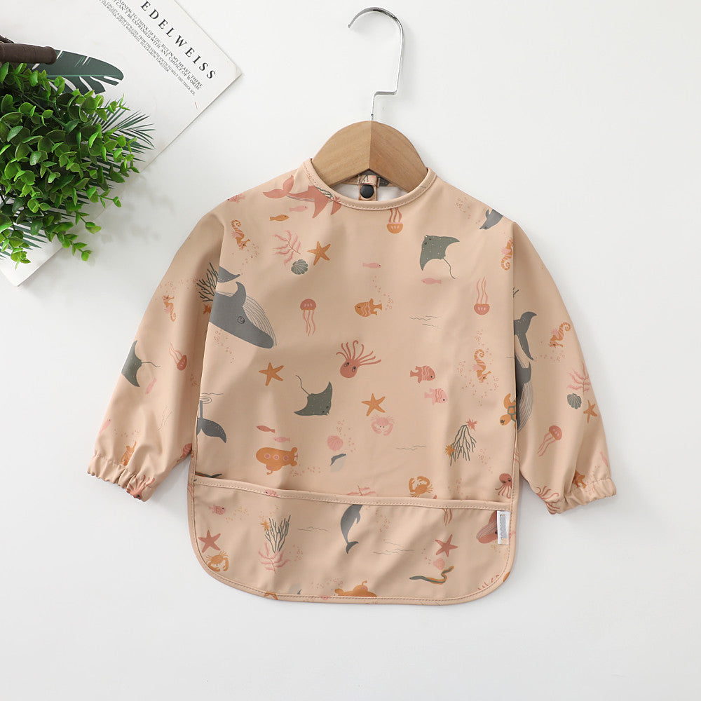 よだれかけ PU powder ocean / S Soft Waterproof Long Sleeve Bib ソフト防水長袖お食事エプロン【mh0012240】