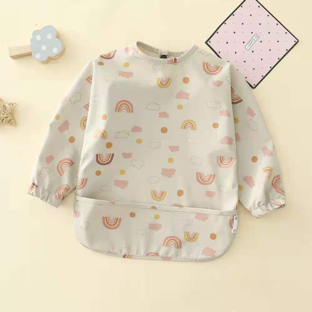 よだれかけ PU rainbow / S Soft Waterproof Long Sleeve Bib ソフト防水長袖お食事エプロン【mh0012240】