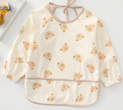 よだれかけ PU strap bear / S Soft Waterproof Long Sleeve Bib ソフト防水長袖お食事エプロン【mh0012240】