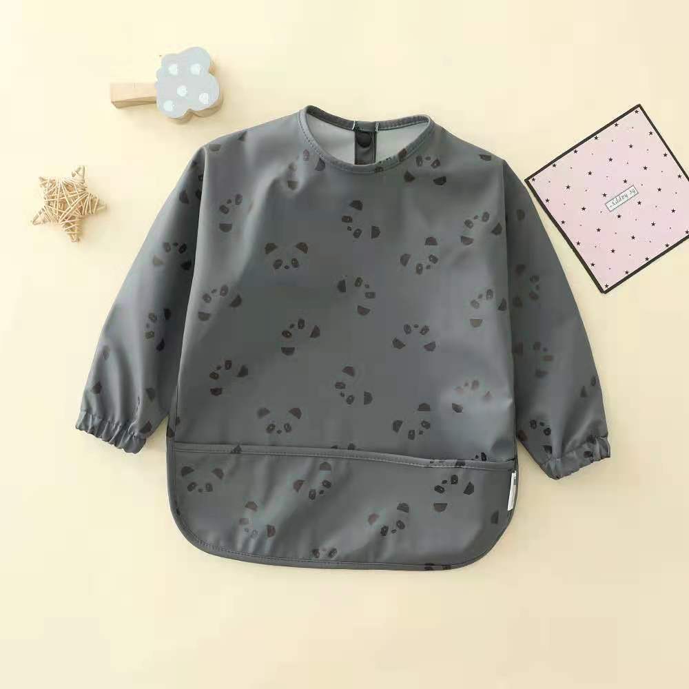 よだれかけ PU underneath the grizzly panda / S Soft Waterproof Long Sleeve Bib ソフト防水長袖お食事エプロン【mh0012240】
