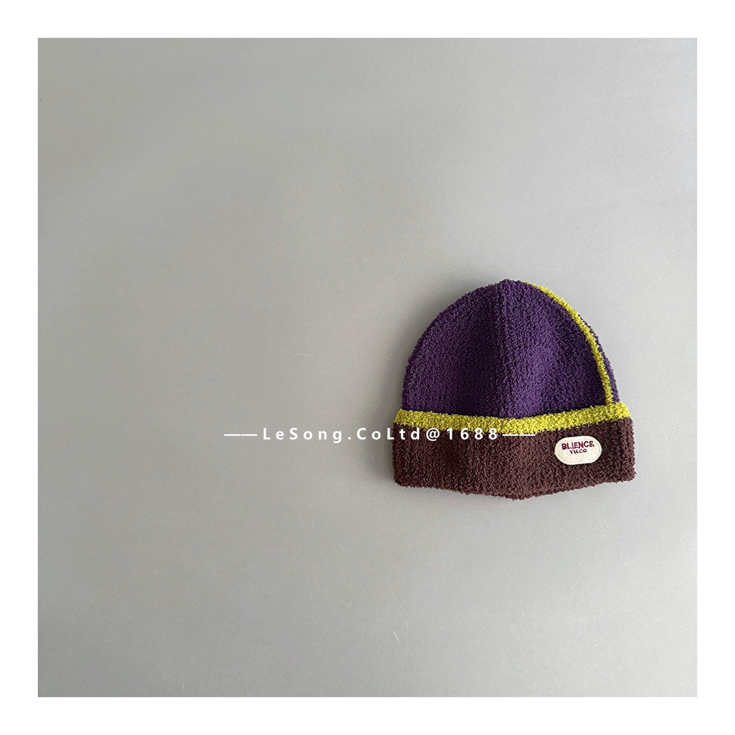 ベビー用帽子 Purple / One Size キッズ帽子 カラーブロック ニットキャップ ビーニー【mh0011810】