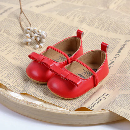 ベビー用靴 Red / 11cm (0-6 Months) ベビーシューズ バレエシューズ ストラップ フラットシューズ リボン プチフォーマル ファーストシューズ 靴 5カラー【mh0006100】