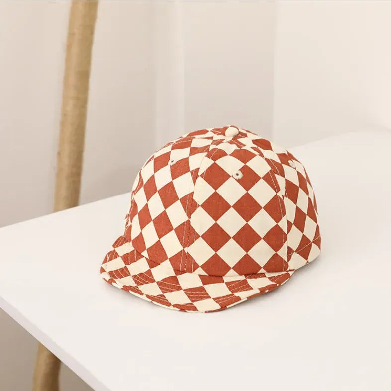 ベビー用帽子 Red / 45-50CM ベビー チェッカー ダイヤ チェック みずたま キャップ ハット 帽子【mh0003489】