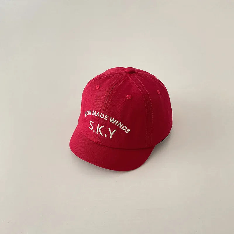 ベビー用帽子 Red / 45-50cm ベビー帽子 キャップ 野球帽 レターロゴ刺繍 ハット【mh0005447】