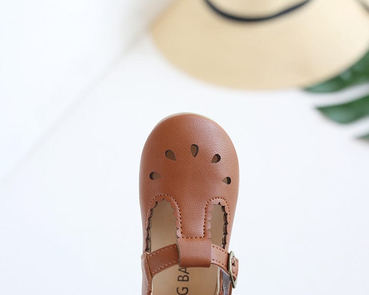 靴 Red Brown / 23 【国内発送】ベビーシューズ ストラップ プチフォーマルシューズ 靴 赤茶 ブラウン サイズ23