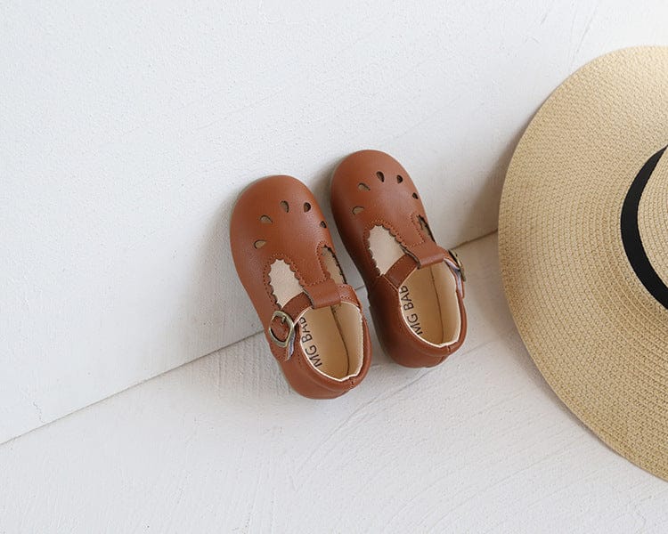 靴 Red Brown / 23 【国内発送】ベビーシューズ ストラップ プチフォーマルシューズ 靴 赤茶 ブラウン サイズ23