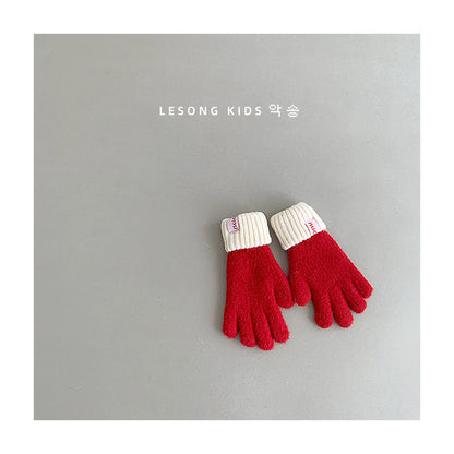 ベビーキッズその他アクセサリー Red White / One Size キッズ手袋 ミトン バイカラー カラフル グローブ【mh0011809】