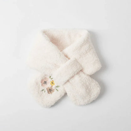 ベビー用帽子 scarf / 60-80cm ベビー帽子/マフラー フラワー刺繍ボアフリースボンネット/ネックウォーマーマフラー【mh0008632】