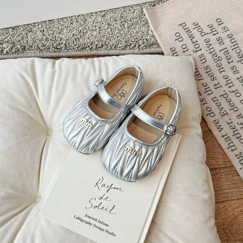 靴 Silver / 23 キッズシューズ ストラップシューズ フラットシューズ 靴 3カラー【mh0005723】