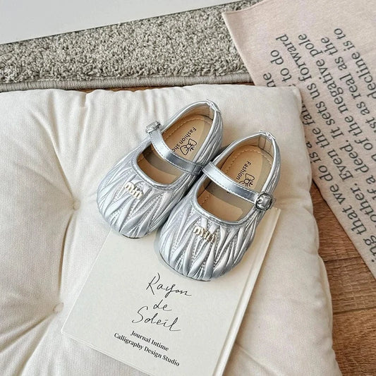 靴 Silver / 23 キッズシューズ ストラップシューズ フラットシューズ 靴 3カラー【mh0005723】