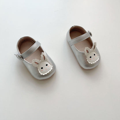 ベビー用靴 Silver / S (inseam 11cm) ベビーシューズ うさぎバニーストラップフラットバレエシューズ【mh0009718】