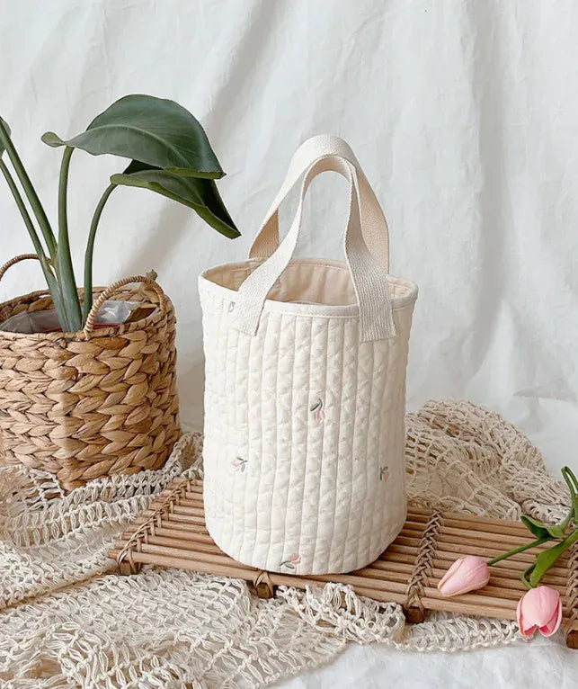 マザーズバッグ Small Tulip キルティングバック 刺繍 バケツバック トートバッグ ママバッグ くま オリーブ チューリップ 鞄