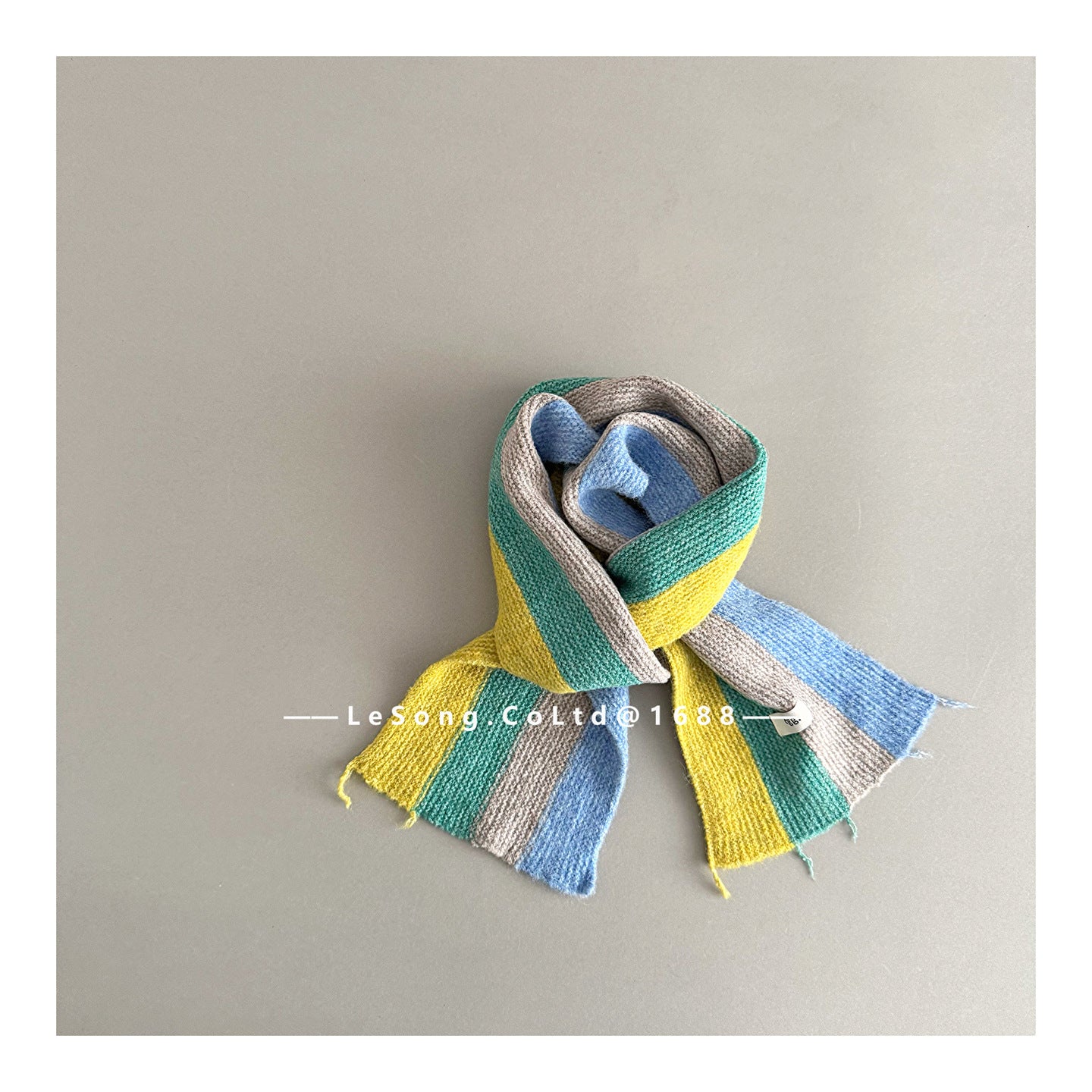 ネックウォーマー Teal / One Size キッズマフラー カラフルストライプ ニット ネックウォーマー【mh0011845】