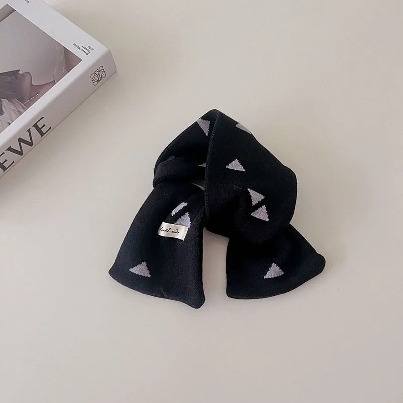 ネックウォーマー triangle / One Size キッズマフラー ネックウォーマー ニットスカーフ 幾何学 レオパード 無地【mh0004137】