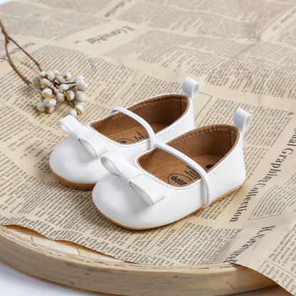 ベビー用靴 White / 11cm (0-6 Months) ベビーシューズ バレエシューズ ストラップ フラットシューズ リボン プチフォーマル ファーストシューズ 靴 5カラー【mh0006100】