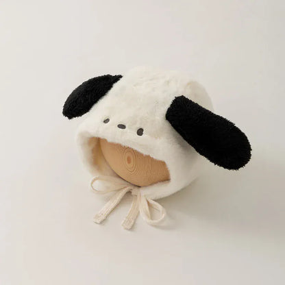 ベビー用帽子 White / 36-46CM ベビー帽子 耳付きアニマルファーフリースボンネットキャップ【mh0007806】