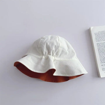ベビー用帽子 white / 45-48cm ベビー帽子 バケットハット サマーハット 無地/ストライプ【mh0005078】