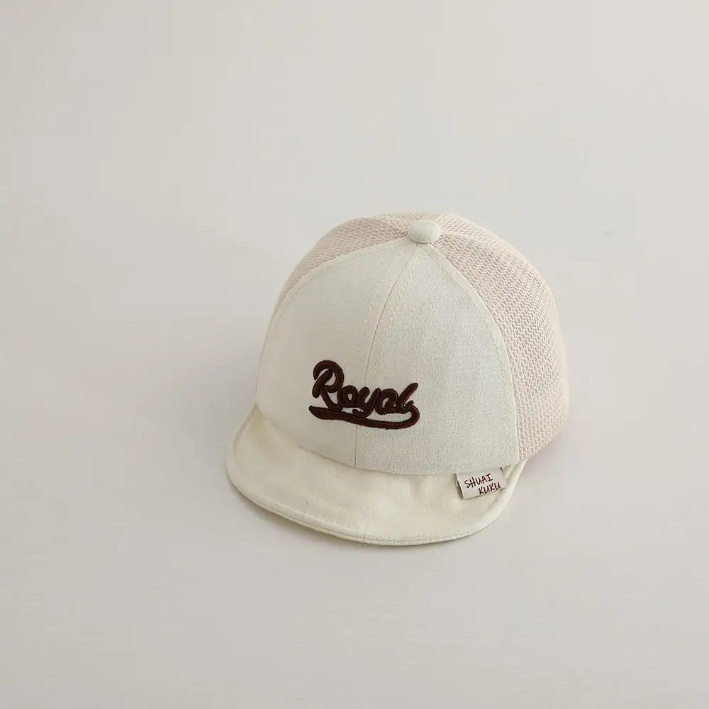 ベビー用帽子 White / 46-50cm ベビー帽子 メッシュキャップ 野球帽 レターロゴ刺繍 サマーハット【mh0005593】
