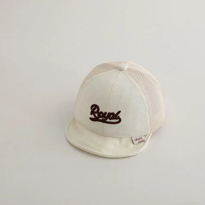 ベビー用帽子 White / 46-50cm ベビー帽子 メッシュキャップ 野球帽 レターロゴ刺繍 サマーハット【mh0005593】