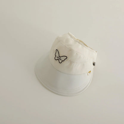 ベビー用帽子 WHITE / 48-52cm / 取り寄せ（7〜30日） キッズ帽子 サンバイザー 日除け バタフライ蝶ワッペン サマーハット