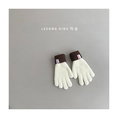 ベビーキッズその他アクセサリー White Brown / One Size キッズ手袋 ミトン バイカラー カラフル グローブ【mh0011809】