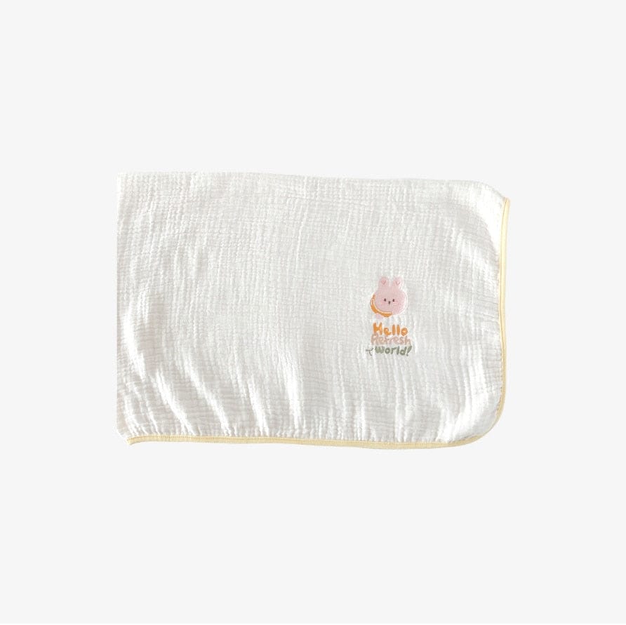 ベビーブランケット・タオル white bunny / 90X120cm ベビー レターロゴ アニマル 刺繍 ブランケット おくるみ スワドル りす くま ベア うさぎ バニー