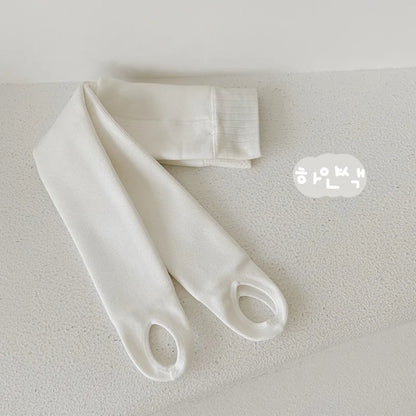 ベビー用靴下・タイツ white / M for 3-5Y キッズタイツ トレンカ レギンス 裏起毛 防寒【mh0004096】